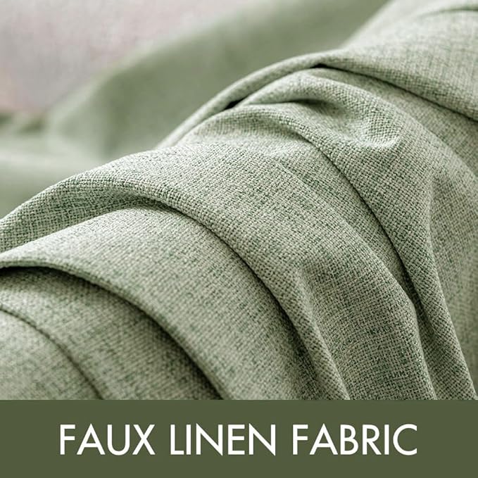 MIULEE Linen Texture Curtains for Bedroom Solid 100% Blackout Thermal Insulated Sage Green Curtains Grommet Room Darkening Drapes for Living Room Nursery 52x120 Inch (2 Panels)