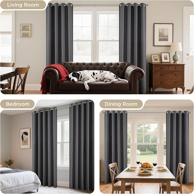 Joydeco 120 inches Long Blackout Curtains 2 Panels Set, Thermal Insulated Length Curtains & Drapes 2 Burg for Living Room Bedroom Window
