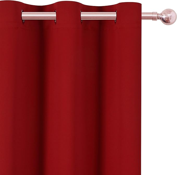 LEMOMO Red Blackout Curtains/52 x 45 Inch Length Kids Curtains/Set of 2 Panels Grommet Bedroom Curtains for Living Room