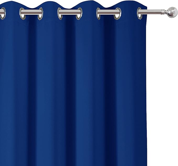 LEMOMO Blackout Curtains 52 x 72 inch/Royal Blue Curtains Set of 2 Panels/Thermal Insulated Room Darkening Bedroom Curtains