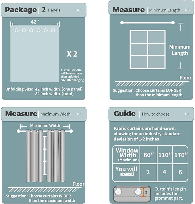 BGment Blackout Curtains - Grommet Thermal Insulated Room Darkening Bedroom and Living Room Curtains, Set of 2 Panels (42 x 84 Inch, Frosty Green)