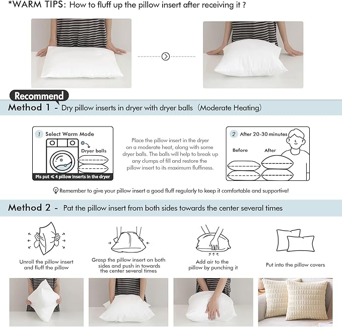 MIULEE Pillow Insert 14x14 Inch, Decorative Square Throw Pillow Inserts, Premium Fluffy Pillow Forms Sham Stuffer for Sofa Couch Living Room