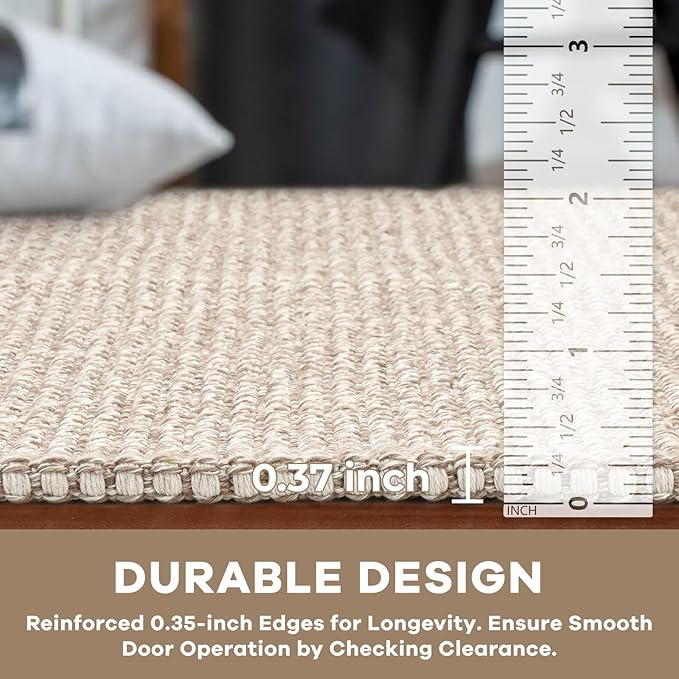 KOZYFLY Runners for Hallways 3x10 ft Washable Kitchen Runner Non Slip Rubber Backed Hallway Rugs Cotton Entryway Runner Rug Floor Carpet for Indoor Hall, Backdoor, Kitchen, Ivory/Khaki