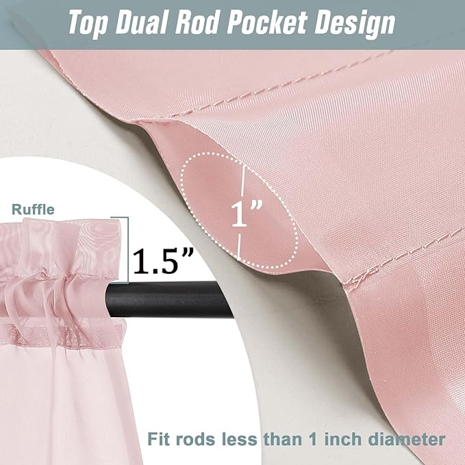 Blush Pink Sheer Curtains 84 Inches Long 2 Panels, Elegant Airy Transparent Light Filtering Window Curtains, Window Drapes for Living Room Bedroom, Top Dual Rod Pocket Design, 2x42Wx84L Inches