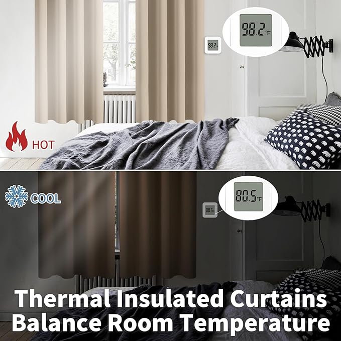 BGment Blackout Curtains - Grommet Thermal Insulated Room Darkening Bedroom and Living Room Curtains, Set of 2 Panels (52 x 84 Inch, Sand)