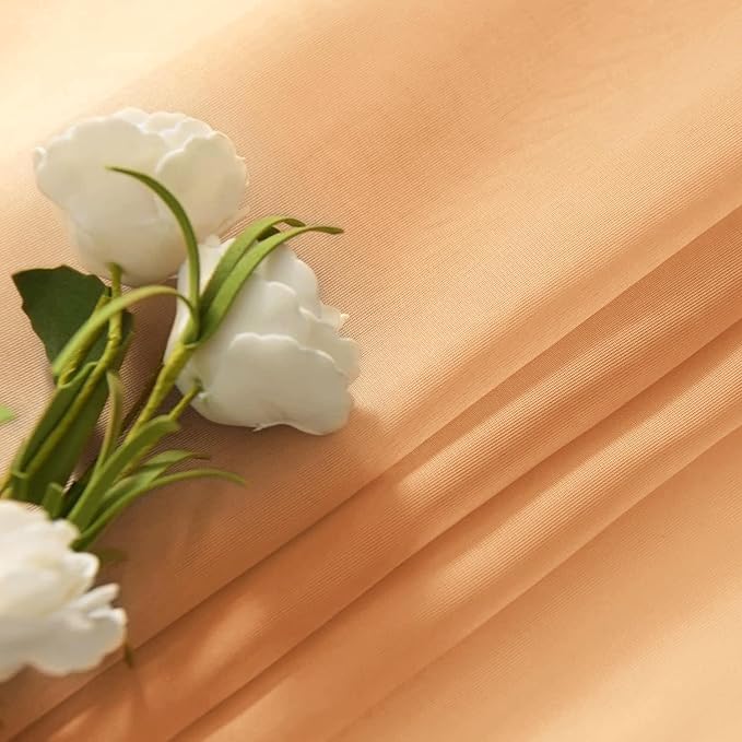 SpaceDresser Beige Sheer Curtains 4 Panels Rod Pocket Semi-Sheer Curtain 90 Inches Long Light Filtering Voile Window Drapes for Bedroom Living Room Kitchen, Each 52W x 90L