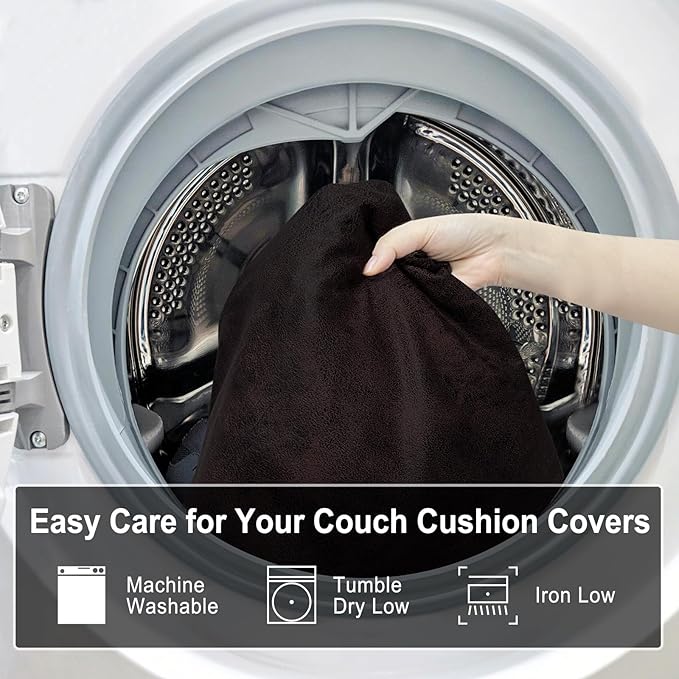 Leather Look Couch Cushion Covers Sofa Seat Slipcovers Sets Couches Furniture Protector for Sectional Armchair Loveseat Pets Kids Stretch Spandex Fabric (3 Cushion Sofa, Chocolate)