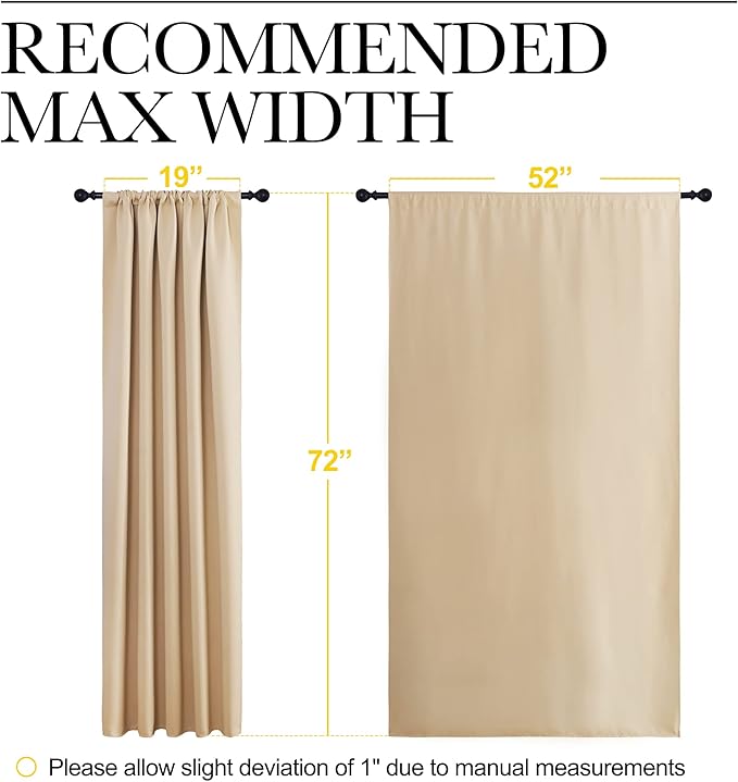 NICETOWN Room Darkening Curtains for Bedroom - Triple Weave Home Decoration Thermal Insulated Solid Drapes for Kitchen (Biscotti Beige, Set of 2 Panels, 52 x 72 Inch)
