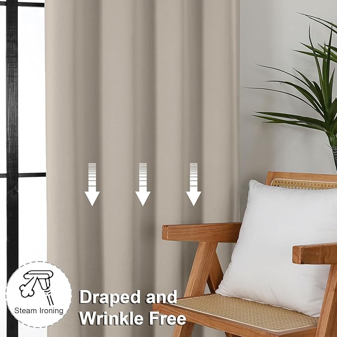 Simplebrand Ava Stone Short 24 Inches Blackout Curtain 2 Panels Set, Half Window Rod Pocket Privacy Curtain Tiers for Kitchen, Curtains Blackout for Bathroom Shades, W30 x L24 Inch, Stone