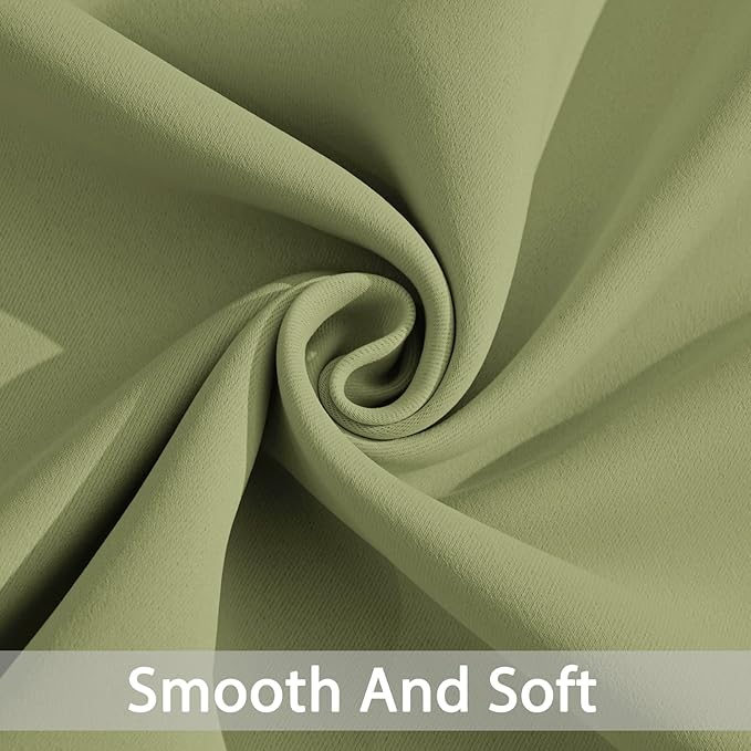 Yakamok Light Blocking Window Blackout Curtains Thermal Insulated Room Darkening Drapes for Bedroom,Solid Grommet Top Window Panels, 38x63 Inch, Sage Green, One Pair