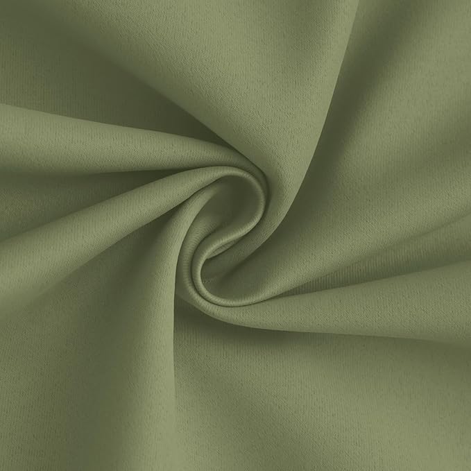 Yakamok 100% Blackout Curtain Panels 63 inches Cold and Light Blocking Drapes for Nursery, 2 Thick Layers Thermal Insulated Draperies (2 Pieces, 50 Wide Each Panel, Sage Front with White Backing)