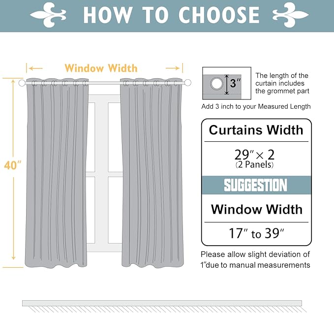 ChrisDowa Small Window Curtains 40 inches Long for Bedroom - Grommet Short Thermal Insulated Room Darkening Curtains for Kitchen (2 Panels, Cappuccino, 29 x 40 Inch)