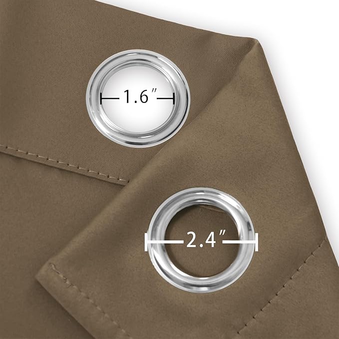 LEMOMO Brown Blackout Curtains 52 x 63 Inch Length/Set of 2 Curtain Panels/Thermal Insulated Room Darkening Curtains for Bedroom and Living Room