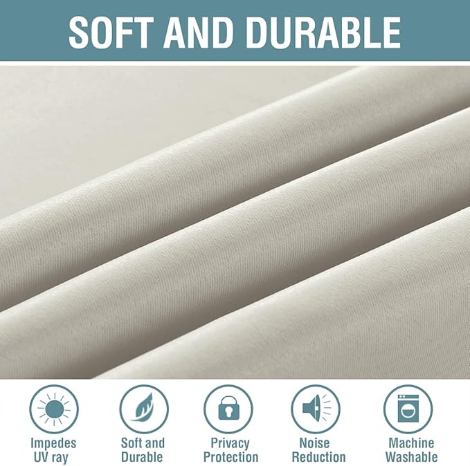 H.VERSAILTEX Blackout Curtain for Living Room Thermal Insulated Window Treatment Curtain 54 inch Length Energy Saving Solid Grommet Top Blackout Drape, One Panel, Ivory/Cream, 52" W x 54" L