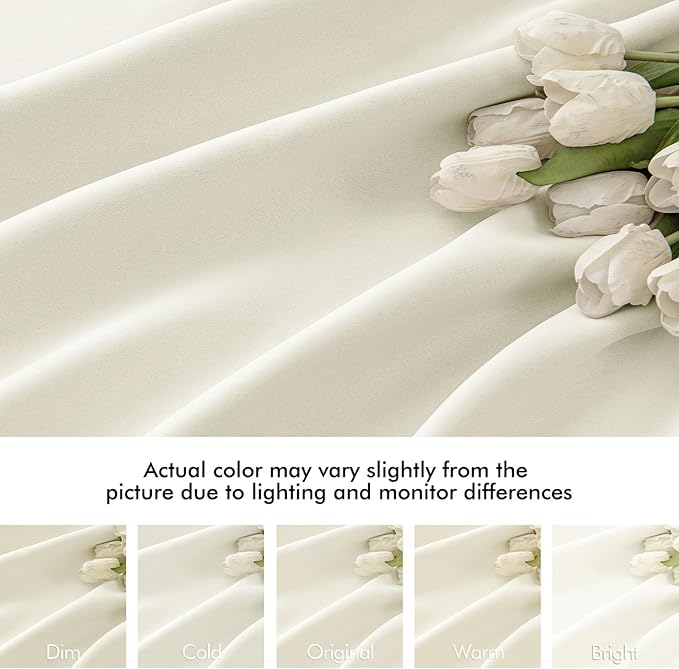 MIULEE Cream Back Tab Blackout Curtains 72 Inches Long 2 Panels Set for Living Room Bedroom Privacy, Rod Pocket/Pinch Pleat Thermal Insulated Room Darkening Pleated Light Blocking Drapes