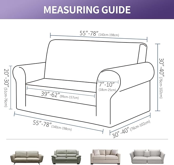 Joccun Stretch Loveseat Couch Cover, 1-Piece Sofa Cover for 2 Cushion Couch Spandex Jacquard Washable Furniture Protector Cover for Living Room,Kids,Pets（Loveseat,Pureed Pumpkin）