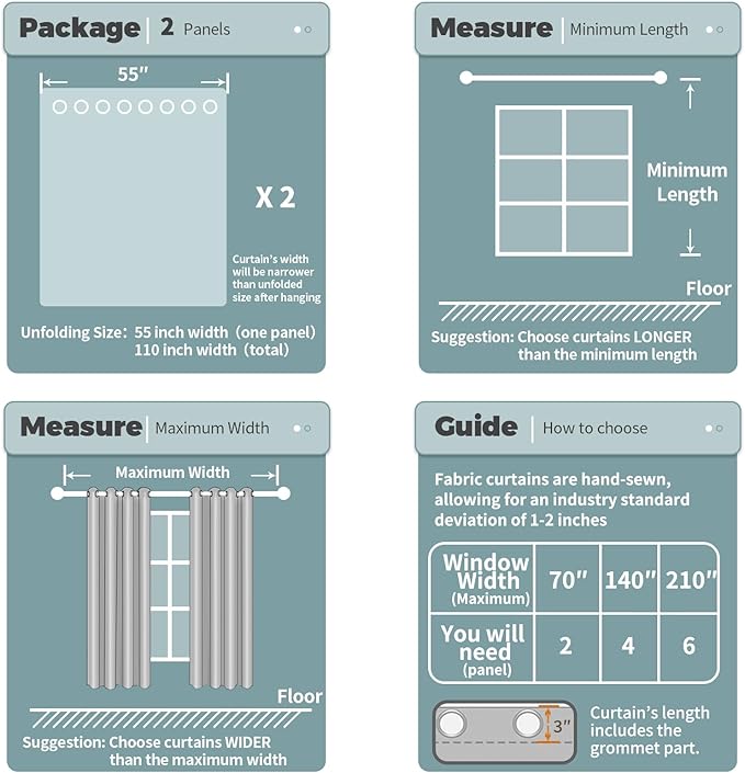 BGment Blackout Curtains for Bedroom - Grommet Thermal Insulated Room Darkening Curtains for Living Room, Set of 2 Panels, Each 55 x 69 Inch, Grey