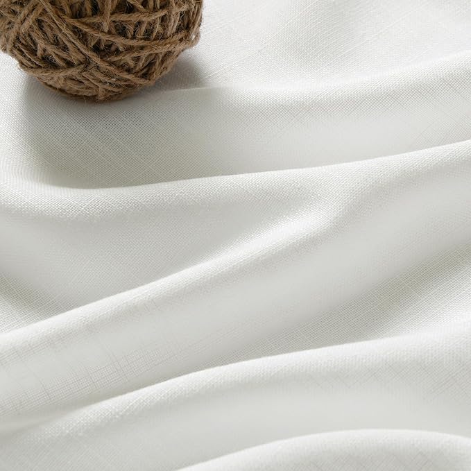 Nanspring Ivory Linen Curtains for Living Room 2 Panels Set Extra Long Back Tab Light Filtering Semi Sheer Curtain Drapes for Bedroom Neutral Farmhouse Ceiling to Floor for Large Window 52x100