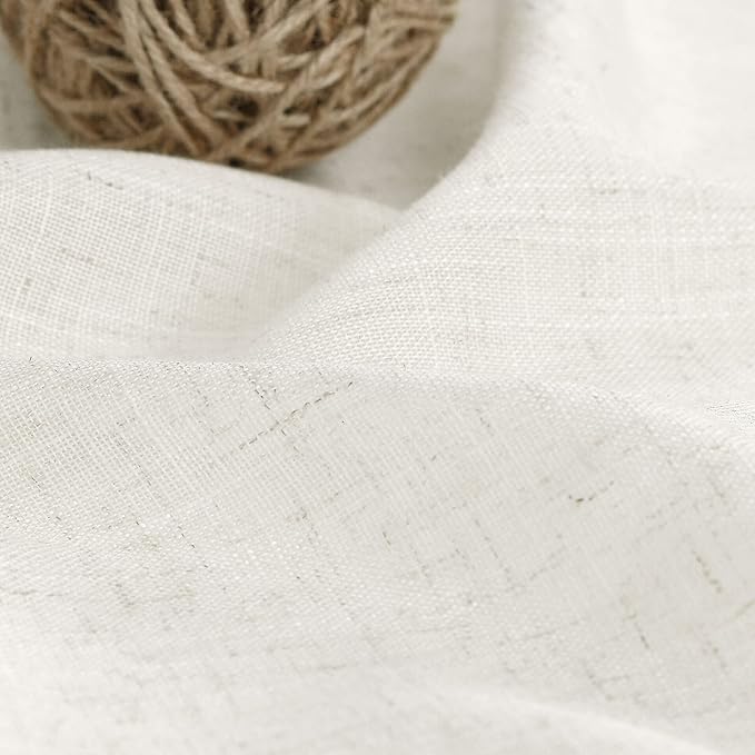 Cream Linen Curtains 106 Inches Long for Living Room Extra Long Back Tab Curtains Neutral Farmhouse Light Filtering Semi Sheer Linen Drapes Ceiling to Floor for Large Window 2 Panels Set 52x106