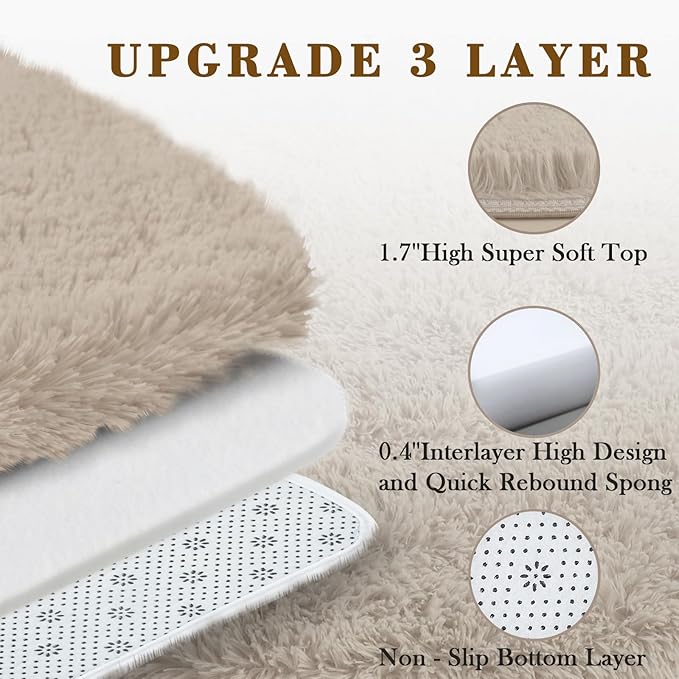 Rugs for Living Room 5x8, Alfombras para Salas Shag Large Plush Soft Area Rug, Shaggy Carpets for Bedroom, Kids Boys Girls Home Decor Aesthetic(Beige, 5 x 8)