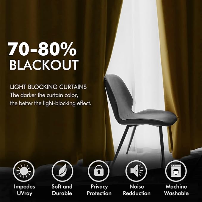 MIULEE 90 Inches Velvet Curtains Gold Elegant Grommet Curtains Fall Thermal Insulated Soundproof Room Darkening Curtains/Drapes for Classical Living Room Bedroom Decor 52 x 90 Inch Set of 2