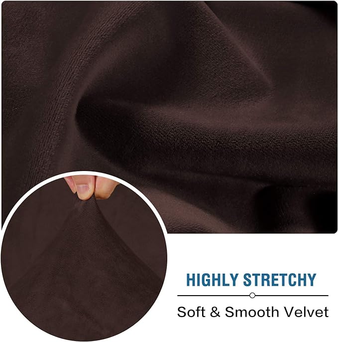 H.VERSAILTEX Velvet Stretch Couch Cushion Cover Plush Cushion Slipcover for Chair Cushion Furniture Protector Seat Cushion Sofa Cover (1 Piece Armchair Cushion Covers, Brown)