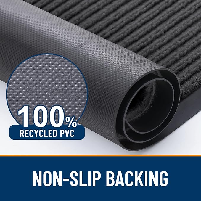 OLANLY Front Door Mat Indoor Outdoor Entrance, Waterproof Heavy Duty Doormat, Fade Resistant, Low Profile, Easy Clean Patio Porch Welcome Floor Mats for Entry, 40x32, Charcoal Grey