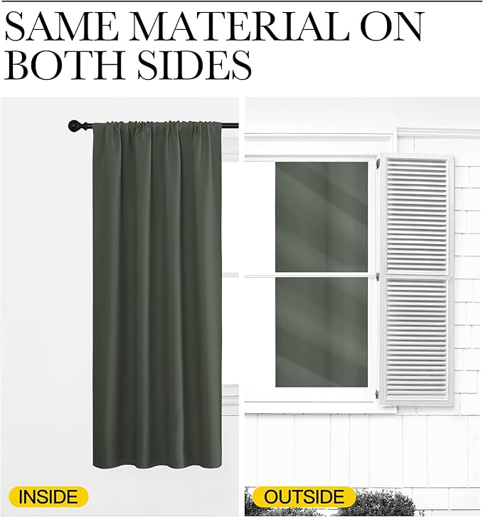 NICETOWN 2 Panels Blackout Curtains, Rod Pocket Thermal Insulated Drapess for Bedroom, Privacy Protection Easy-Care Heavy Duty Curtains for Living Room/Dining Room, W70 x L95 inches, Dark Mallard