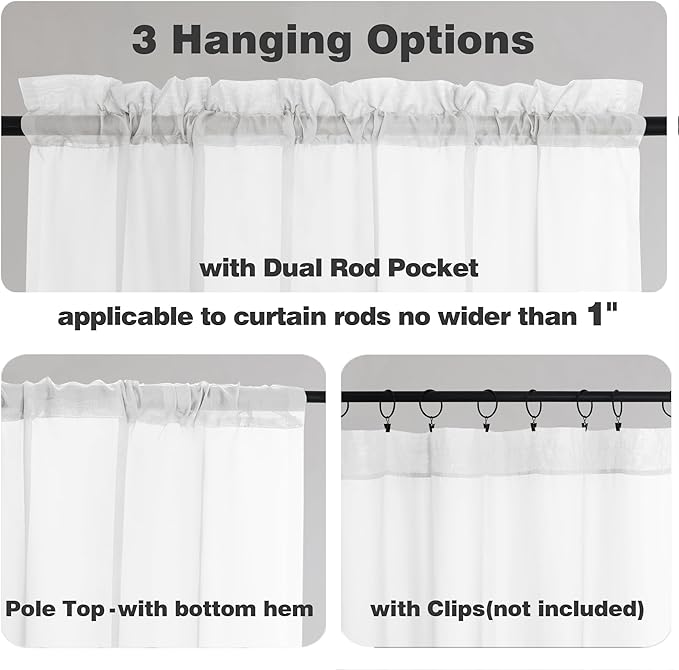 Chyhomenyc White Sheer Curtains 84 Inches Long 2 Panels, Light Filtering White Curtains for Living Room, Soft Gentle Voile Rod Pocket Bedroom Window Drapes, 59Wx84L Inch, 2PCS