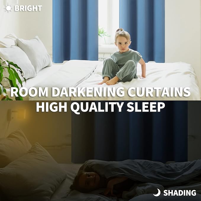 BGment Blackout Curtains - Grommet Thermal Insulated Room Darkening Bedroom and Living Room Curtains, Set of 2 Panels (70 x 84 Inch, Denim)