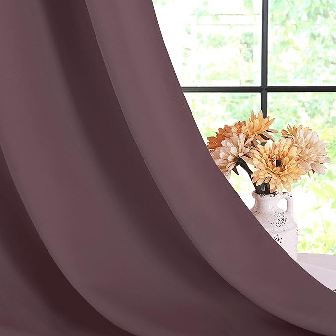 NICETOWN Room Darkening Short Curtain Panels for Cafe, Dry Rose, 2 Panels, W34 x L40 -inch, Thermal Insulated Grommet Room Darkening Draperies/Drapes for Window