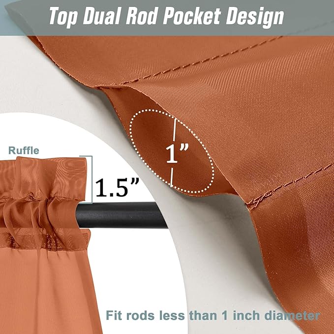 Orange Sheer Curtains for Window 96 Inches Long 2 Panels Set, Soft Airy Light Filtering Voile Sheer Curtains for Living Room Bedroom, Dual Rod Pocket Elegant Window Drapes, 2x42Wx96L Inches