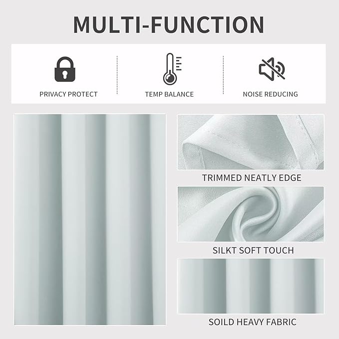 Joydeco Greyish White Custom Solid Single Blackout Curtain for Bedroom and Living Room, Grommet Thermal Insulated Room Darkening Curtain 1 Panel (Custom Size,Greyish White)