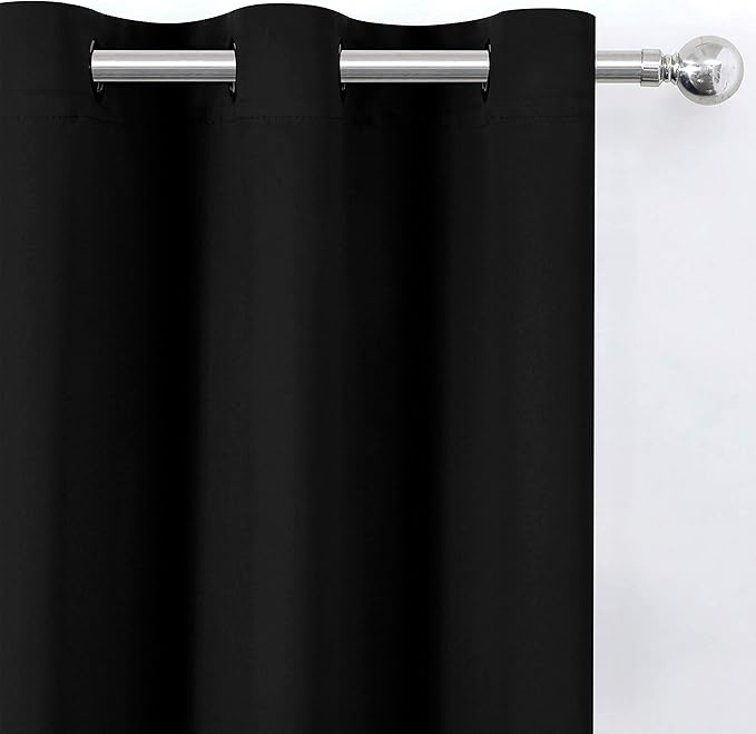 LEMOMO Black Thermal Blackout Curtains/42 x 84 Inch/Set of 2 Panels Room Darkening Curtains for Bedroom