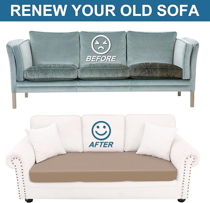 Smiry Printed Couch Cushion Covers, Stretch Soft Couch Covers for Sofa, Washable Non-Slip Sofa Slipcover Furniture Protector for Indoor and Outdoor (2 Pack, Mocha)