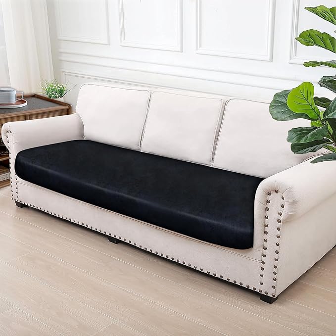 Leather Look Couch Cushion Covers Sofa Seat Slipcovers Sets Couches Furniture Protector for Sectional Armchair Loveseat Pets Kids Stretch Spandex Fabric (1 Cushion XL Sofa, Navy)