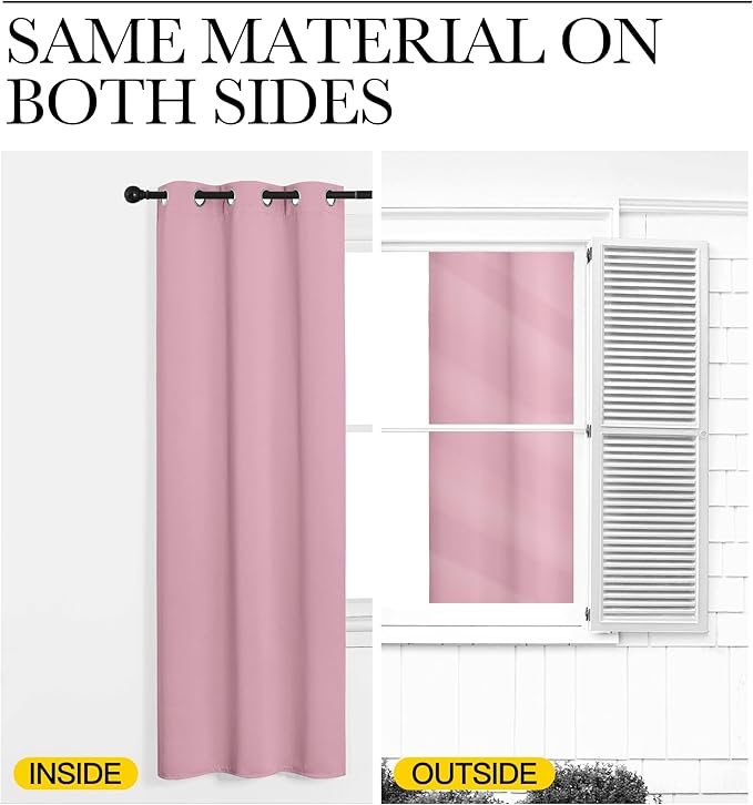 NICETOWN Crystal Pink Blackout Curtains 102" Long for Office, 55" Wide, 2 Pieces, Dining Room, Guest Room, Sound Reducing Heat and Cold Block Curtain Panels for Modern Room Decorative