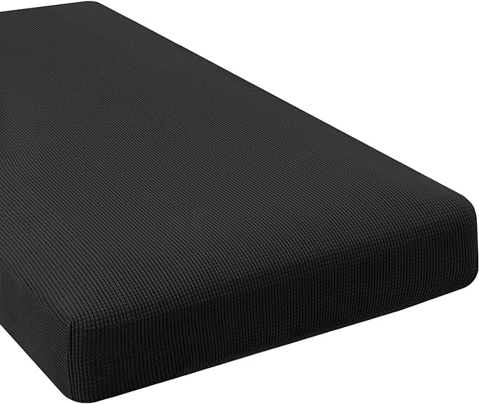 H.VERSAILTEX Super Stretch Individual Chaise Cover Sectional Couch Covers for L Shaped Sofa Both Left/Right Featuring Thick Jacquard Textured Twill Fabric (1 Piece Chaise Cover, Black)