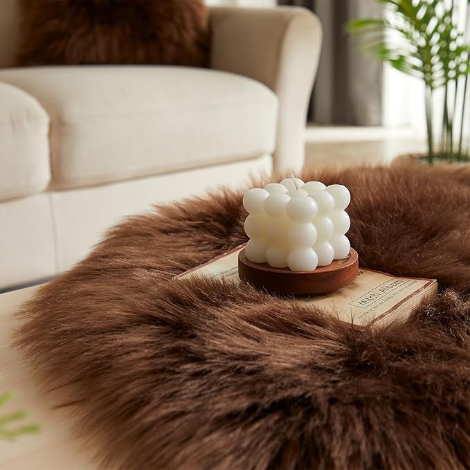 EasyJoy Ultra Soft Fluffy Shaggy Area Rug Faux Fur Rug Chair Cover Seat Pad Fuzzy Area Rug for Bedroom Floor Sofa Living Room (2 x 4 ft Rectangle, Coffee)