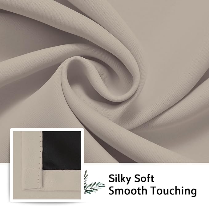SimpleHome 100% Blackout Curtains for Bedroom,Thermal Insulated Natural Grommet Window Drapes Room Darkening Curtains for Living Room with Black Back,42 x 84 Inch,2 Panels