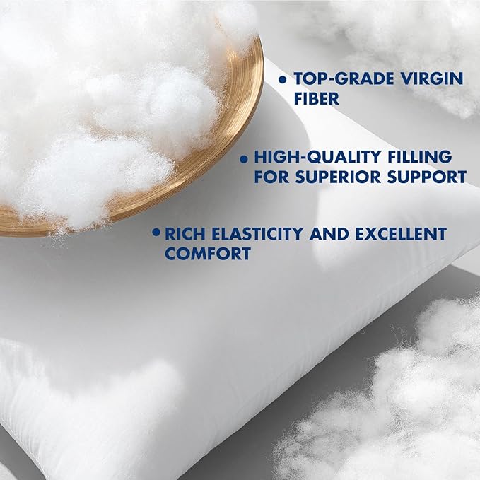 MIULEE 12x12 Pillow Inserts,Set of 4 100% Virgin Microfiber with Cotton Cover Throw Pillows for Couch Sofa and Bed