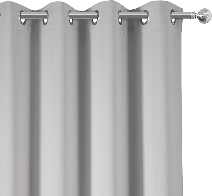 LEMOMO Blackout Curtains 66 x 95 inch/Light Grey Curtains Set of 2 Panels/Thermal Insulated Room Darkening Bedroom Curtains