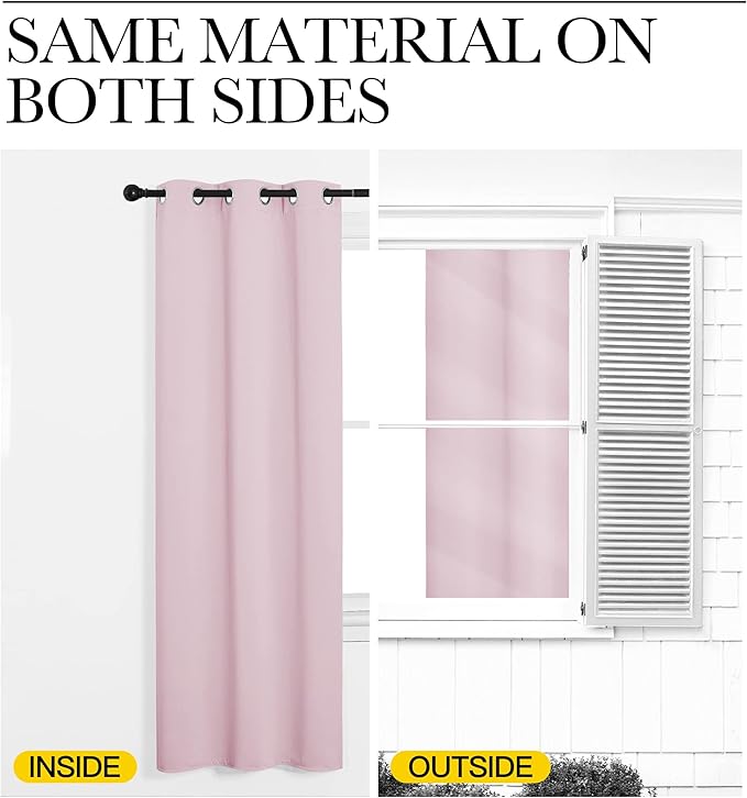 NICETOWN Baby Pink Blackout Curtains 96 inches Length for Living Room, 2 Panels, 55" Wide, Thermal Insulated Long Drapes for Large Window