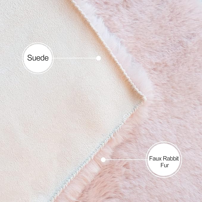 ORINOVA Shag Rug 6x9 Area Rugs for Living Room Pink Fuzzy Washable Faux Rabbit Furry Fur Rugs Bedroom Nursery Rug