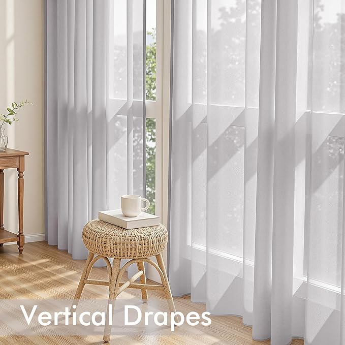 MIULEE Greyish Lilac Sheer Curtains 84 Inches Long, 4 Panels Set, Rod Pocket Light Filtering Window Drapes for Bedroom and Living Room, Elegant Airy Fabric, 42 x 84 Inches