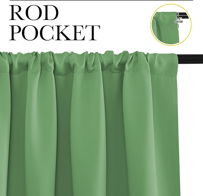 NICETOWN RV Blackout Curtains for Camper Windows, Froest Green, 29" Wide by 50" Long, 2 PCs, Short Blackout Curtains & Drapes, Thermal Insulated Blackout Curtain Panels for Kids Room, Play Room