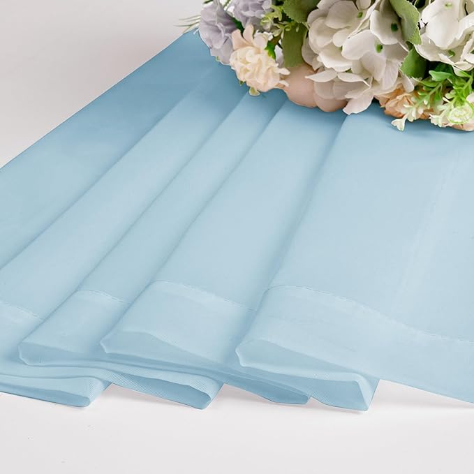 OWENIE Sky Blue Sheer Curtains 90 Inches Long for Bedroom Living Room 2 Panels Set, Light Filtering Voile Light Blue Sheer Curtain, Airy Rod Pocket Farmhouse Curtains, 42Wx90L, Sky Blue