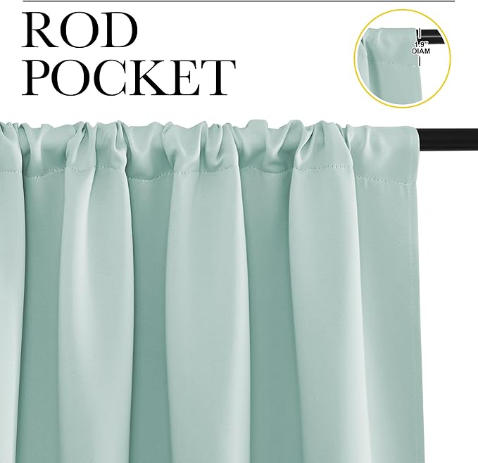 NICETOWN Blackout Curtains for Living Curtains, Aqua Blue, 2 Panels, 29 by 30, Room Darkening Window Curtain Panels, Easy-Care Solid Thermal Insulated Draperies/Drapes for Daughter Room