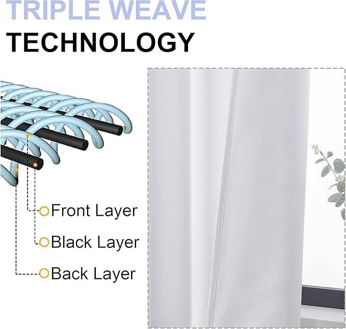 Simplebrand Ava Pure White Curtains for Bedroom 96 Inches Long 2 Panels Set, Light Filtering Window Treatment, Light Filtering Curtain Drapes, Soft Casual Rod Pocket Privacy Curtains, W40 x L96 Inch