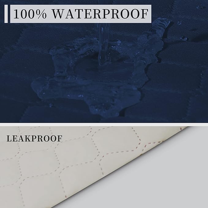 ISSUNTEX Double Protection 100% Waterproof Sofa Covers for Living Room, Couch Covers for 3 Cushion Couch Sofa, Reversible Furniture Protector Sofa Cover for Dogs, Pets, Kids (Sofa, Navy/Ivory)